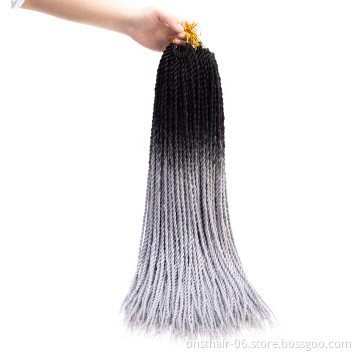 MYZYR Zizi Braids Crochet Box Braids Crochet Hair Bundles Synthetic Hair Extensions Purple Black Pink Brown Zizi Braid Hair